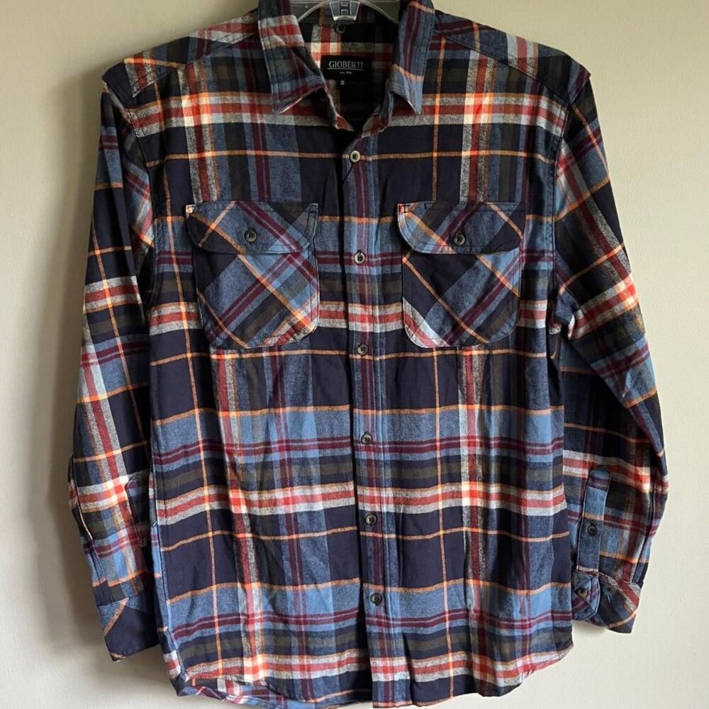 NWT Gioberti Plaid Flannel Shirt Mens S Multicolor Long Sleeve Cotton